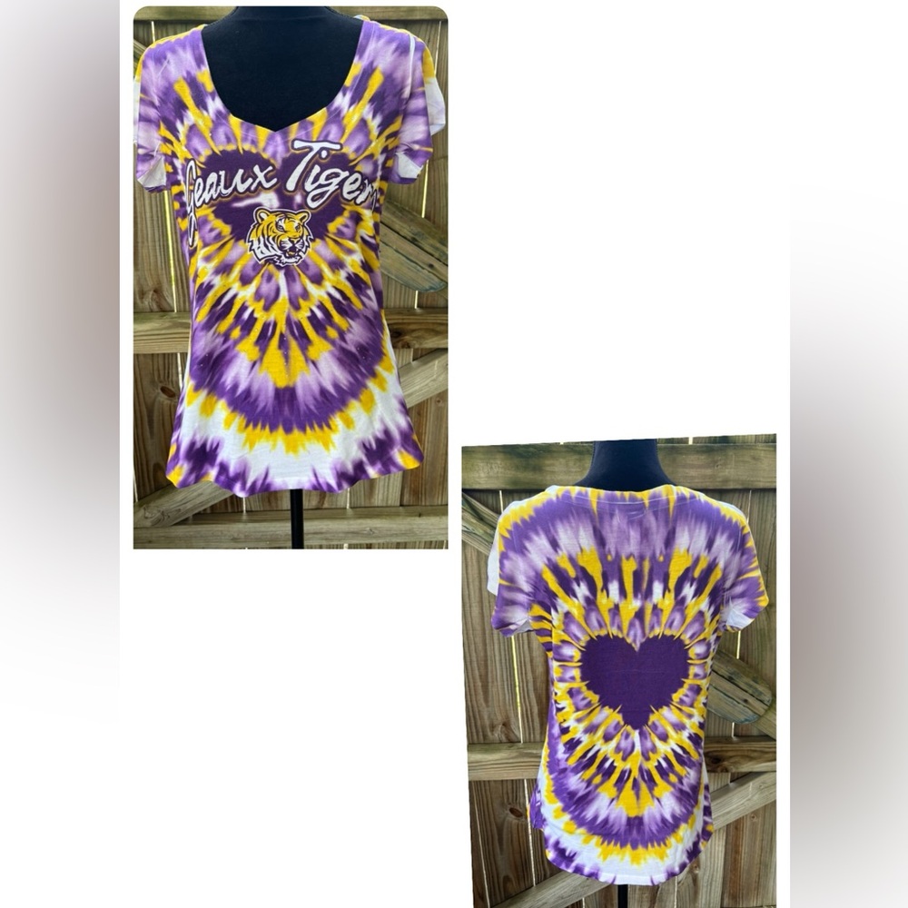Geaux Tigers LSU Short Sleeve Bling Shirt by Creative Apparel Concepts Size L